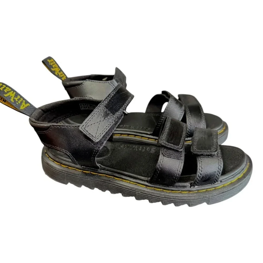 Dr Martens Junior Klaire Leather Strap Sandal Women 6‎ Black Lightweight Straps